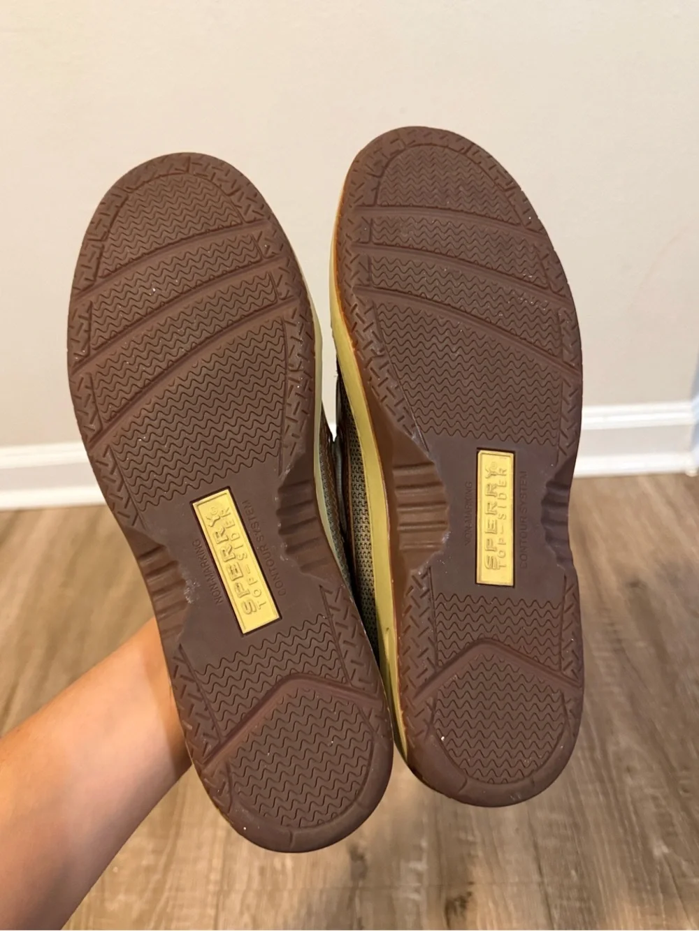 Sperry Tan Leather Mesh Boat Shoes